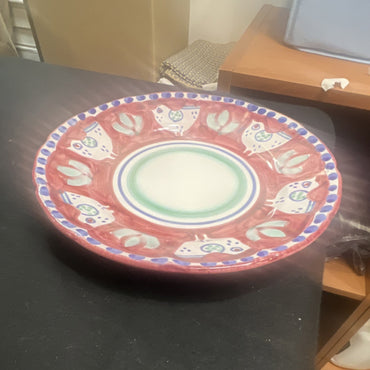 Nathalie Lété Ceramic Round Bowl Hand Painted Decorative Birds Glossy 9.75"1