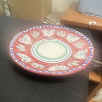 Nathalie Lété Ceramic Round Bowl Hand Painted Decorative Birds Glossy 9.75"1