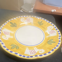Solimene Ceramic Round Bowl Hand Painted Animal Glossy 9 3/4" x 7/8" Deep1