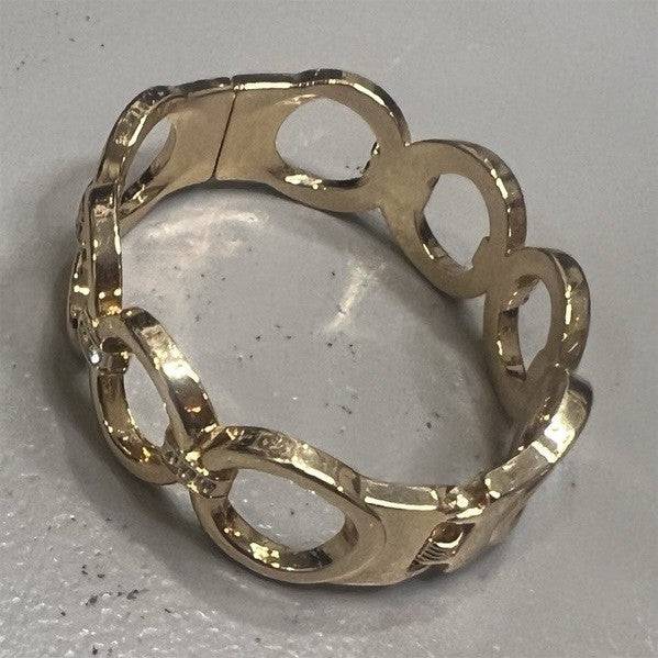 Gold Tone Oval Link Bangle Bracelet Fashion Jewelry No Stone Stylish Design0