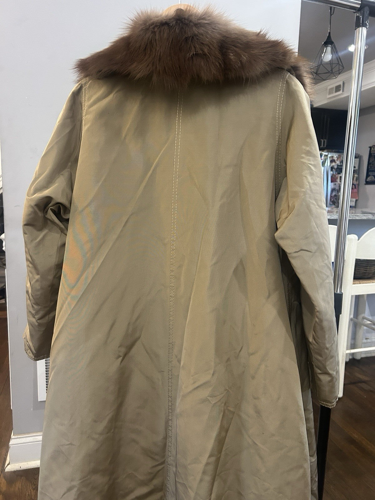 Fendi Beige Fur Trim Long Overcoat with Brown Collar for Women2