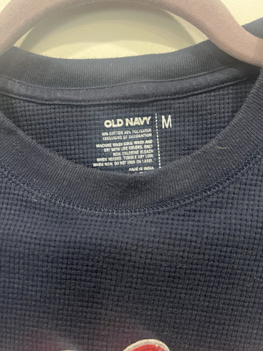 Old Navy Men's Pullover Sweatshirt Navy Embroidered Graphic Logo Size M1