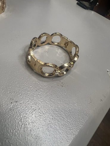 Gold Tone Oval Link Bangle Bracelet Fashion Jewelry No Stone Stylish Design1