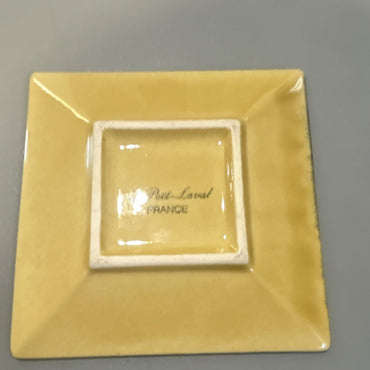Piet-Laroi Square Ceramic Dish Floral Pattern Yellow Green Blue Orange France1
