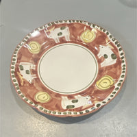 Solimene Multicolor Ceramic Round Glossy Plate Hand Painted Cows Italy0