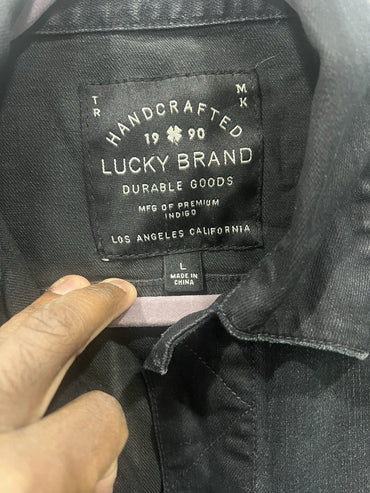 Lucky Brand Women’s Black Button Front Jacket w/ Pockets Long Sleeve Size L1