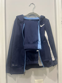 Nike Dri-FIT Boys Full Zip Hoodie Navy Blue Light Blue White Size 5/S and Pants2
