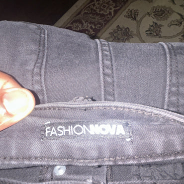 Fashion Nova Black Denim Women's Solid Button Zip Regular Fit Jeans SIze 51
