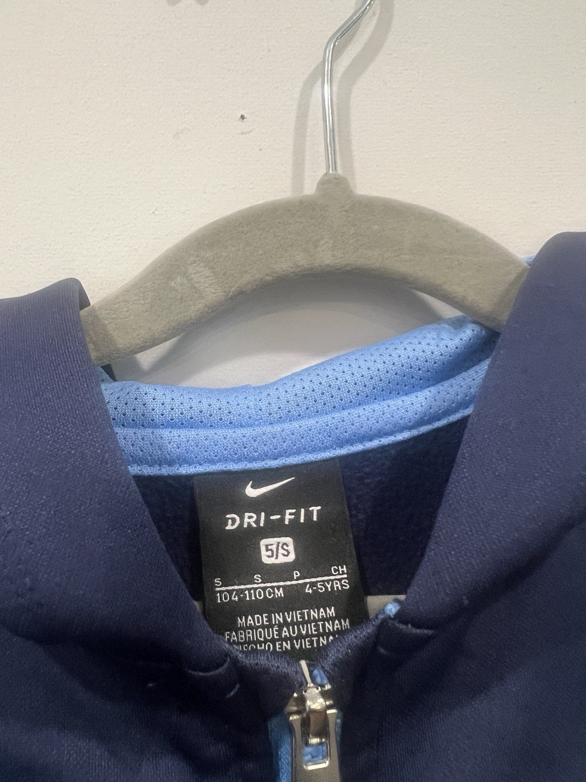 Nike Dri-FIT Boys Full Zip Hoodie Navy Blue Light Blue White Size 5/S and Pants1