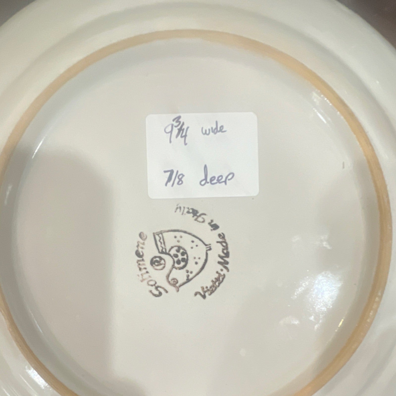 Vietri Ceramic Yellow Round Glossy Plate Elephant Theme Printed Backstamp 9-3/42