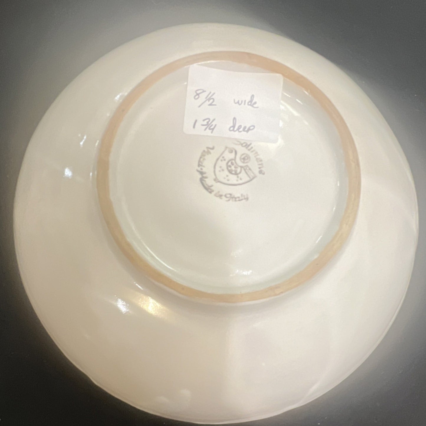 Solimene Hand Painted Ceramic Round Bowl Birds Motif Italian Art Pottery 8.5"2