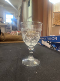 Clear Glass Goblet Decorative Pattern Round Drinkware