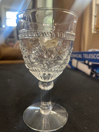 Clear Glass Goblet Decorative Pattern Round Drinkware