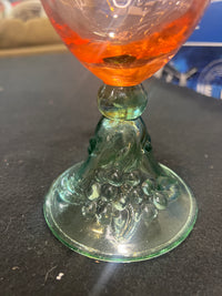 Pink Green Glass Goblet Tapered Shape Glossy Finish Drinkware Unisex Adults