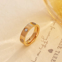 JC Classic Cross Stainless Steel Love Ring For Women Men Rose Gold Color Couple CZ Crystal Rings Luxury Jewelry Wedding Gift