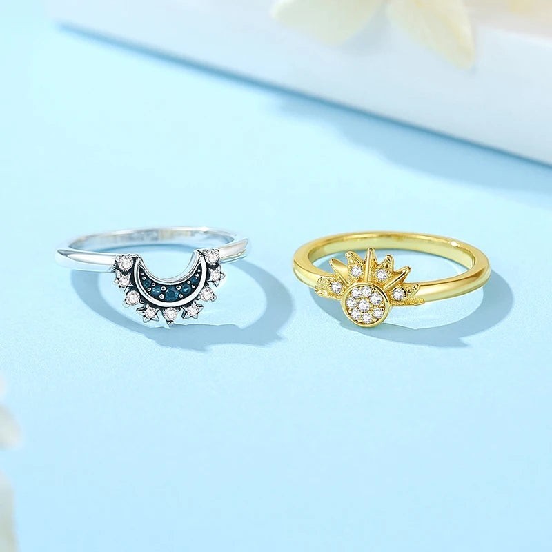 Sterling Silver CZ Ring Collection — Sun · Moon · Crown · Heart · Solitaire | JC Sunshine
