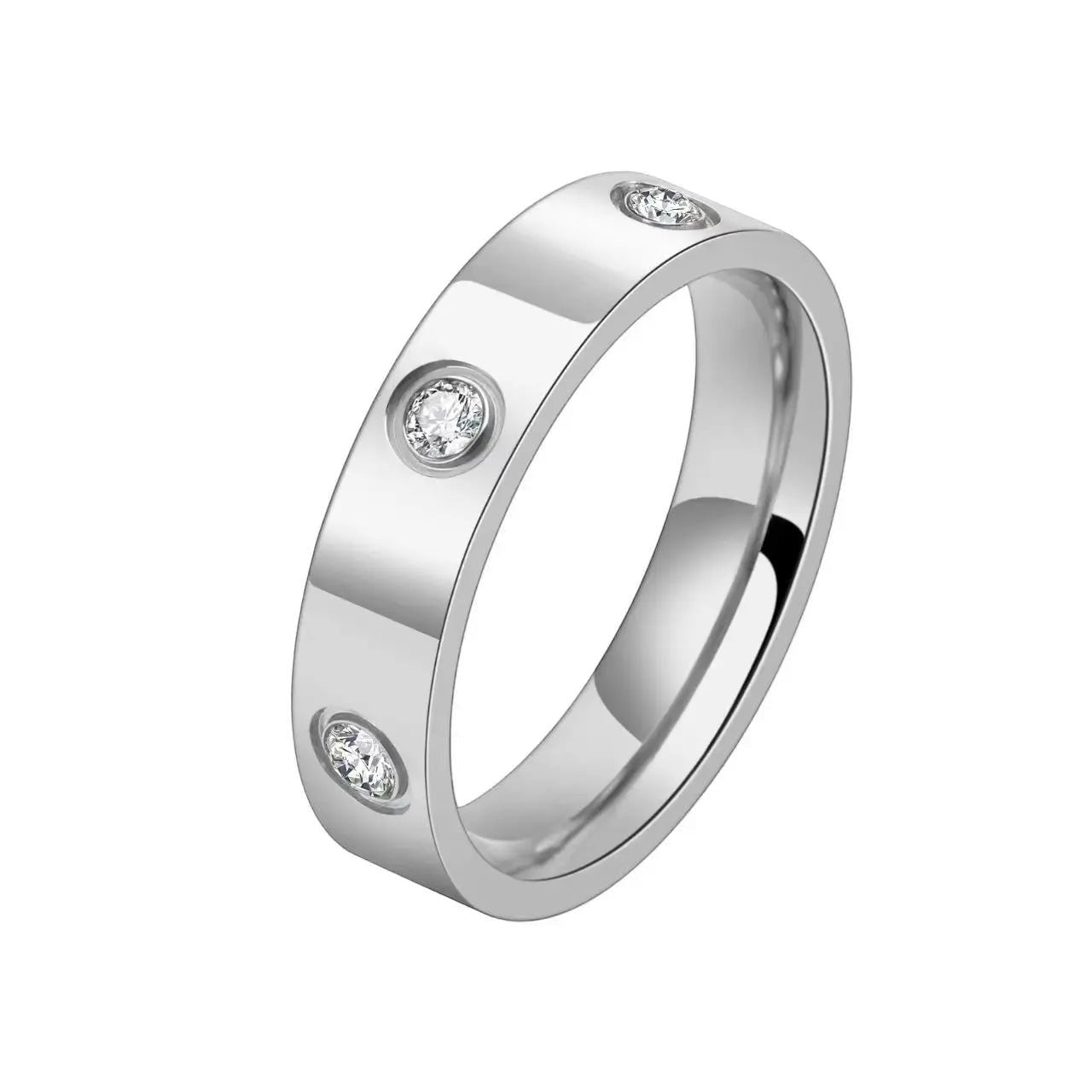 JC Classic Cross Stainless Steel Love Ring For Women Men Rose Gold Color Couple CZ Crystal Rings Luxury Jewelry Wedding Gift