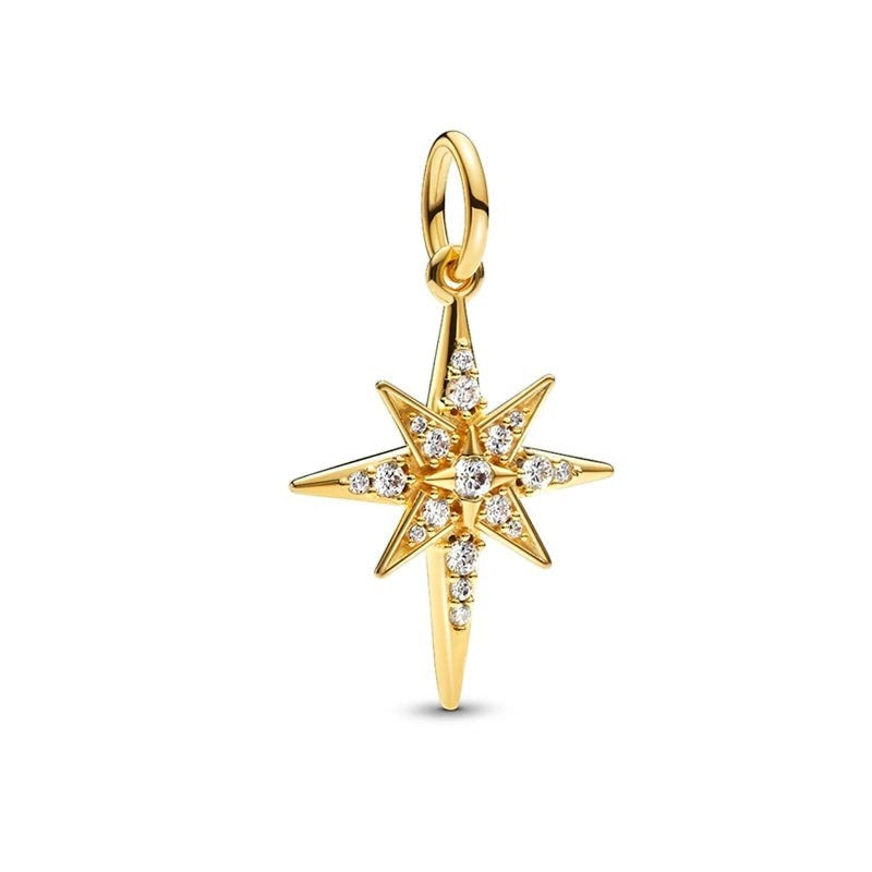 18K Gold Plated Mixed Charm Beads Set | CZ Crystal Hearts Crowns Butterfly Star Bracelet Charms | JC Sunshine Jewelry