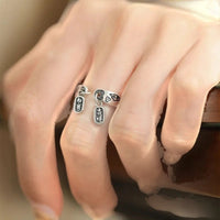 S925 Sterling Silver 3-Piece Ring Set | Matte Wide Band, Open Cuff & CZ Crossover Rings | Adjustable Stackable Set | JC Sunshine