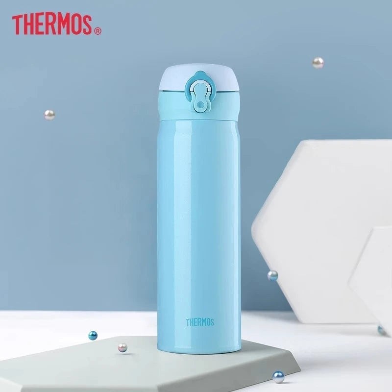Thermos Stainless Steel Vacuum Flask 350ml/500ml | One-Touch Insulated Travel Bottle | Keep Hot & Cold | 5 Colors | JC Sunshine
