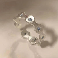 S925 Sterling Silver 3-Piece Ring Set | Matte Wide Band, Open Cuff & CZ Crossover Rings | Adjustable Stackable Set | JC Sunshine