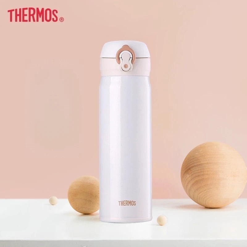 Thermos Stainless Steel Vacuum Flask 350ml/500ml | One-Touch Insulated Travel Bottle | Keep Hot & Cold | 5 Colors | JC Sunshine