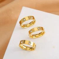 JC Classic Cross Stainless Steel Love Ring For Women Men Rose Gold Color Couple CZ Crystal Rings Luxury Jewelry Wedding Gift