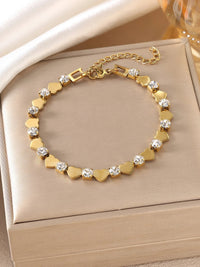 8K Gold Plated Bracelet Set of 3 | Flower Bangle, Heart & CZ Tennis Chain, Clover Link Bracelet | Women's Stackable Jewelry | JC Sunshine