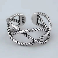 S925 Sterling Silver 3-Piece Ring Set | Matte Wide Band, Open Cuff & CZ Crossover Rings | Adjustable Stackable Set | JC Sunshine