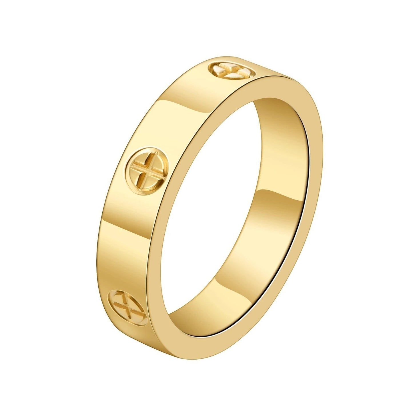 JC Classic Cross Stainless Steel Love Ring For Women Men Rose Gold Color Couple CZ Crystal Rings Luxury Jewelry Wedding Gift