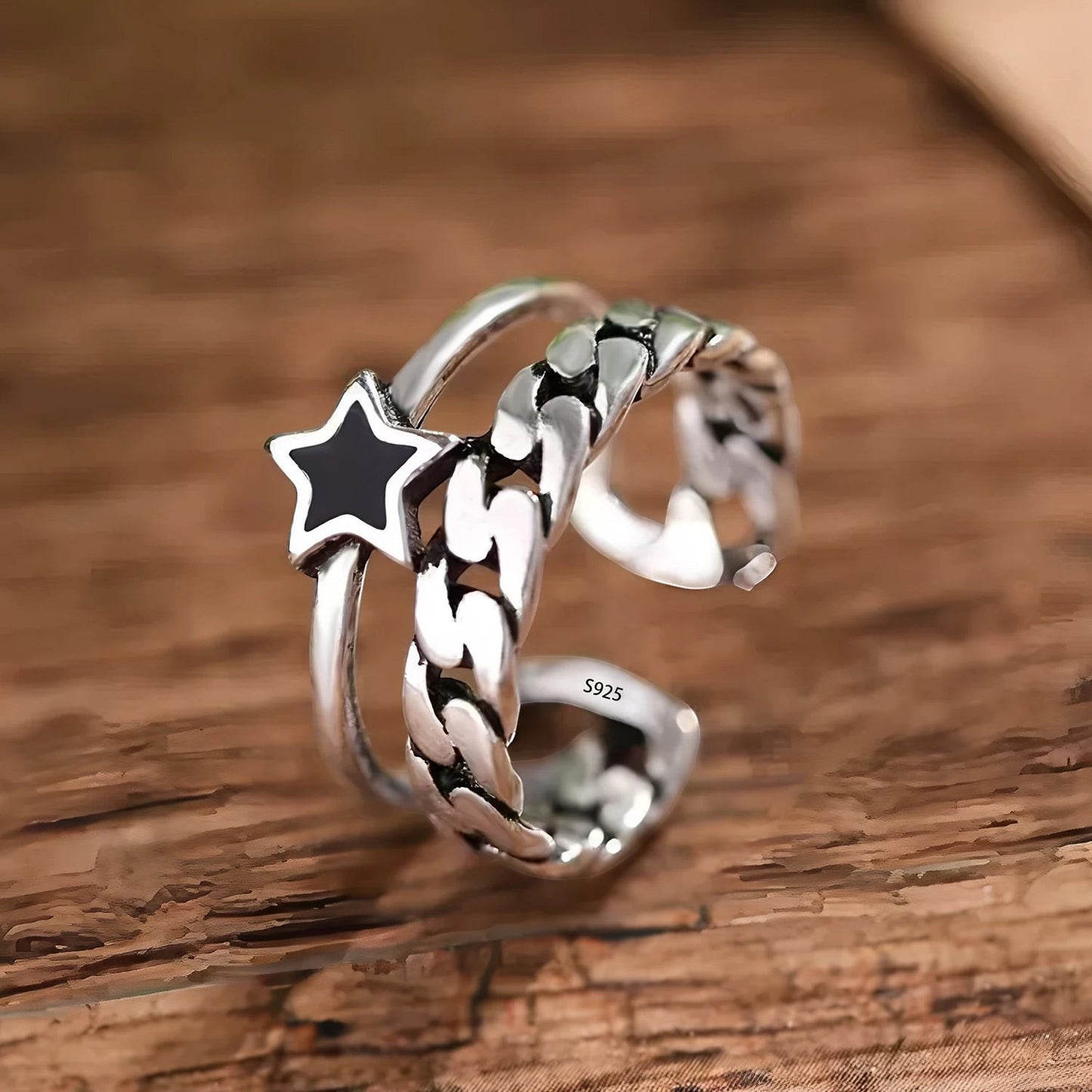 S925 Sterling Silver 3-Piece Ring Set | Matte Wide Band, Open Cuff & CZ Crossover Rings | Adjustable Stackable Set | JC Sunshine