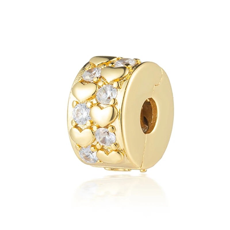 18K Gold Plated Mixed Charm Beads Set | CZ Crystal Hearts Crowns Butterfly Star Bracelet Charms | JC Sunshine Jewelry