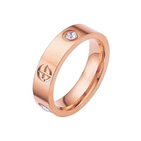 JC Classic Cross Stainless Steel Love Ring For Women Men Rose Gold Color Couple CZ Crystal Rings Luxury Jewelry Wedding Gift