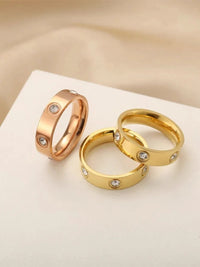 JC Classic Cross Stainless Steel Love Ring For Women Men Rose Gold Color Couple CZ Crystal Rings Luxury Jewelry Wedding Gift
