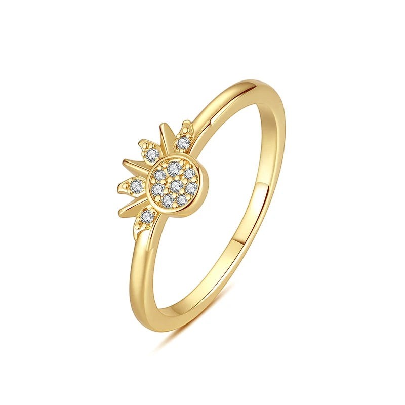 Sterling Silver CZ Ring Collection — Sun · Moon · Crown · Heart · Solitaire | JC Sunshine