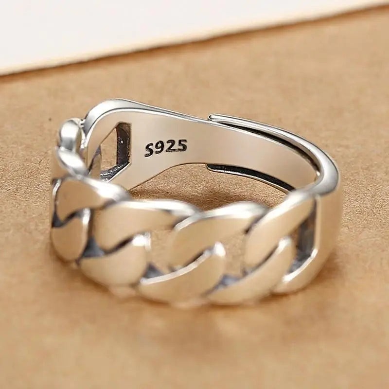 S925 Sterling Silver 3-Piece Ring Set | Matte Wide Band, Open Cuff & CZ Crossover Rings | Adjustable Stackable Set | JC Sunshine