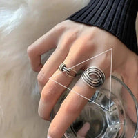 S925 Sterling Silver 3-Piece Ring Set | Matte Wide Band, Open Cuff & CZ Crossover Rings | Adjustable Stackable Set | JC Sunshine