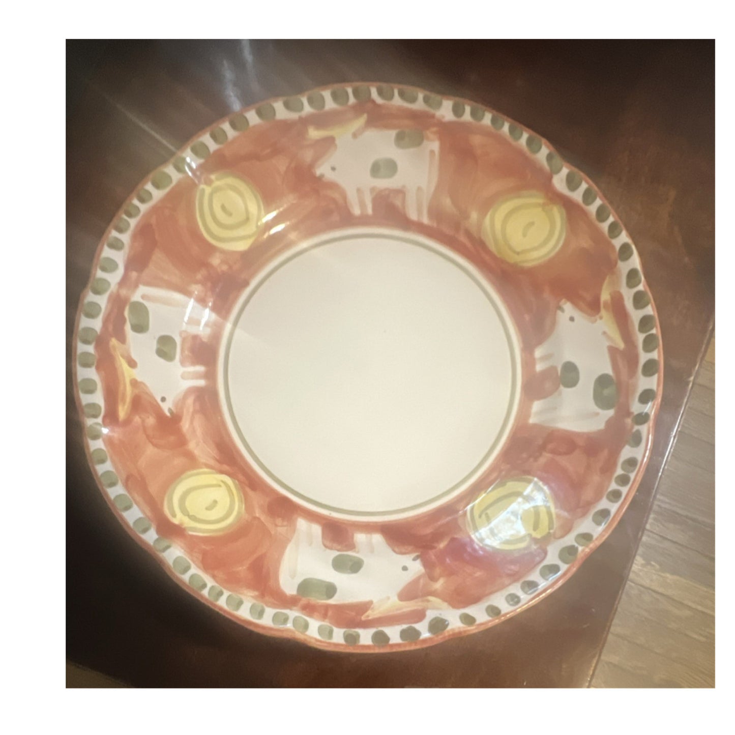 Solimene Ceramic Round Glossy Plate Cow Theme Printed Backstamp Italy Size 9-3/40
