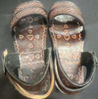 Brown/Black Heart Pattern Slip-On Flat Sandals for Women Casual Rubber Sole0