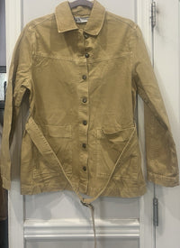 ZARA Women’s Beige Button Belted Collared Jacket w/ Pockets Long Sleeve Size M0
