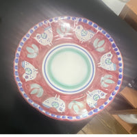 Nathalie Lété Ceramic Round Bowl Hand Painted Decorative Birds Glossy 9.75"0
