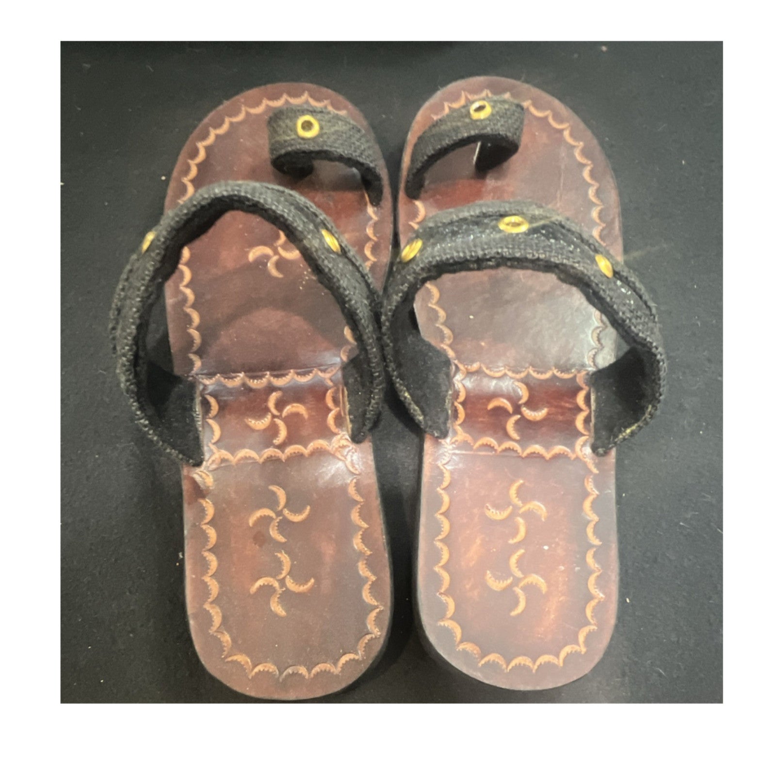 Brown Black Studded Slip-On Flat Sandals for Women Casual Summer Geometric0