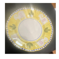 Vietri Ceramic Yellow Round Glossy Plate Elephant Theme Printed Backstamp 9-3/40